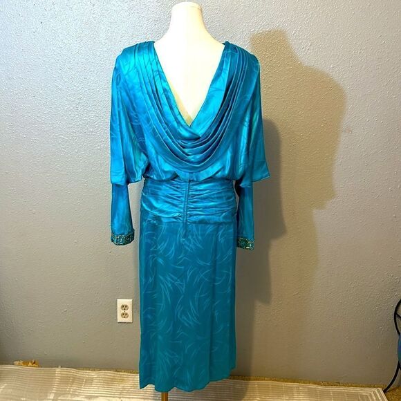 Vintage Francesca of Damon for starington women’s silk midi dress size 10 - Picture 7 of 12